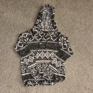 White and black patterned light hoodie.